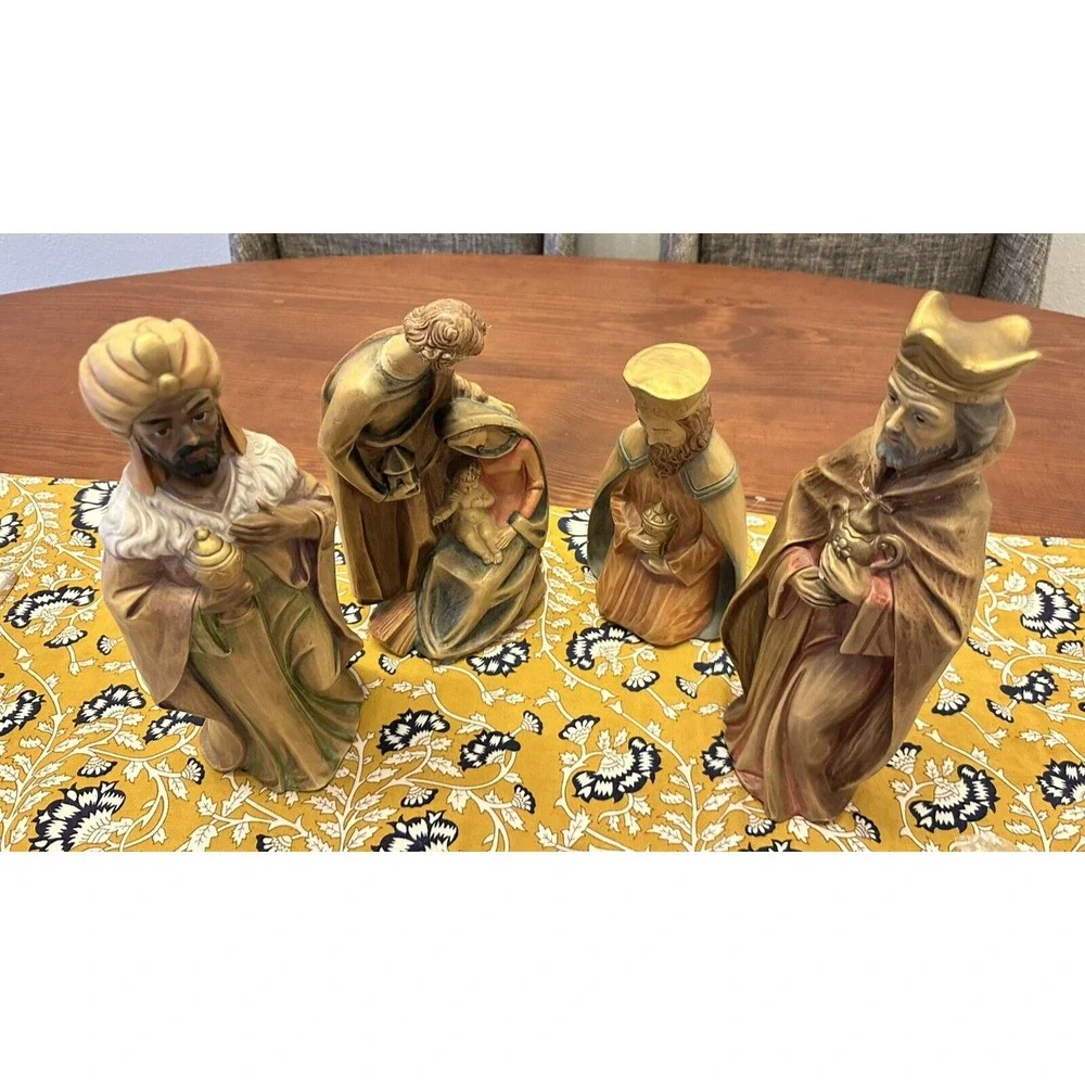 Vintage Nativity Set 4 Piece ‎ 13 1/2 Tall VGUC